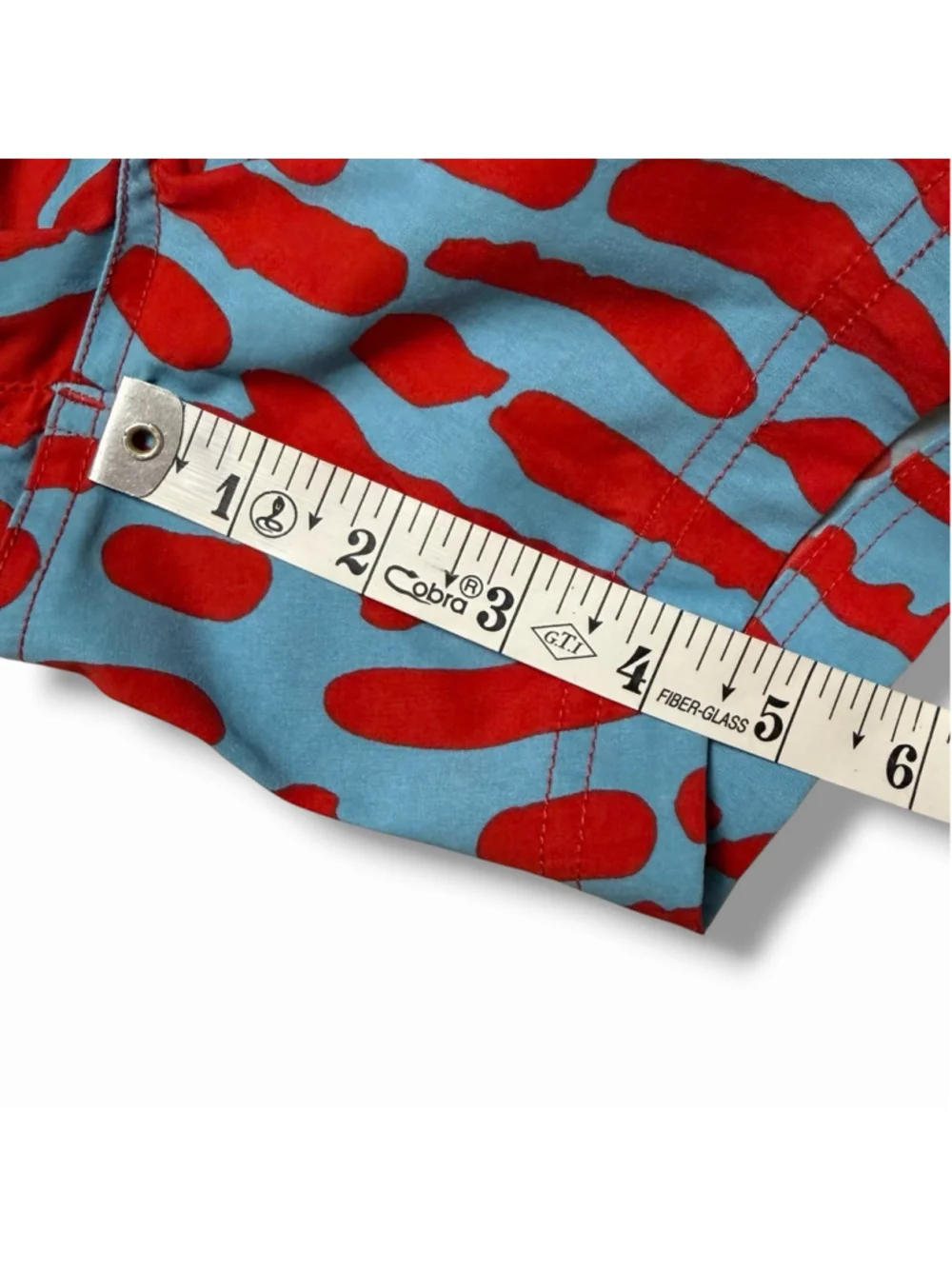 The North Face Mens L Printed Class V Pull On Shorts Norse Blue Amniote Red Belt